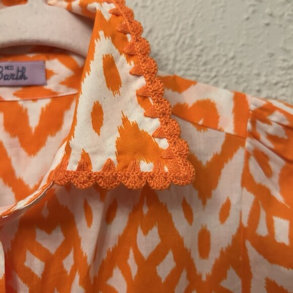 st barth cotton dress medium Orange Ruffle Cottagecore Quiet Luxury Italian - Picture 4 of 12